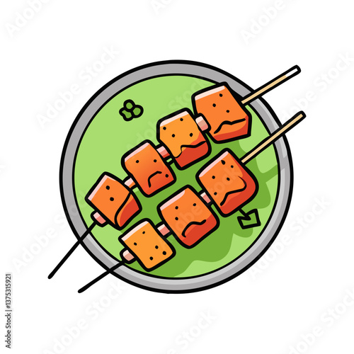 paneer tikka vector art, paneer tikka icon, food vector illustration