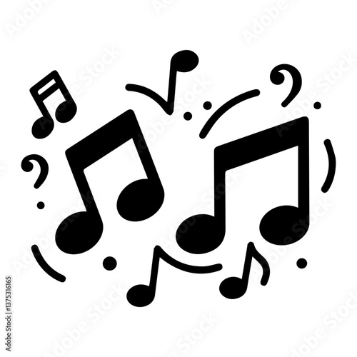 Fun, bold musical notes dynamic shapes and expressive rhythm elements