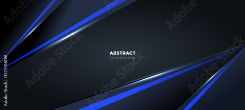Modern blue and black template black strip line diagonal with border blue with copy space for text. Technology style