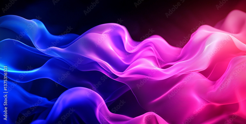 Obraz premium vibrant abstract background featuring flowing waves of purple and blue fabric, creating dynamic and energetic atmosphere. interplay of colors evokes sense of movement and depth