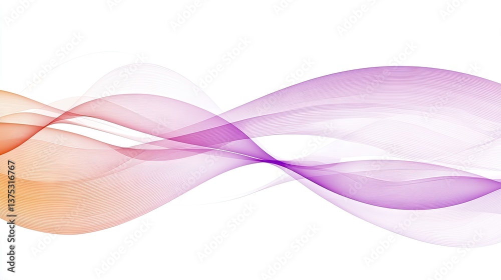 Fototapeta premium Abstract flowing waves, vibrant colors, white background, design element