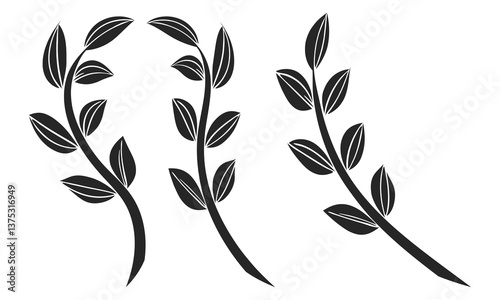 
leaf silhouette vector set, black illustration,