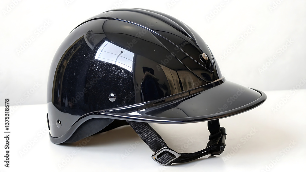 Obraz premium Glossy Black Equestrian Helmet Safety and Style for Riding