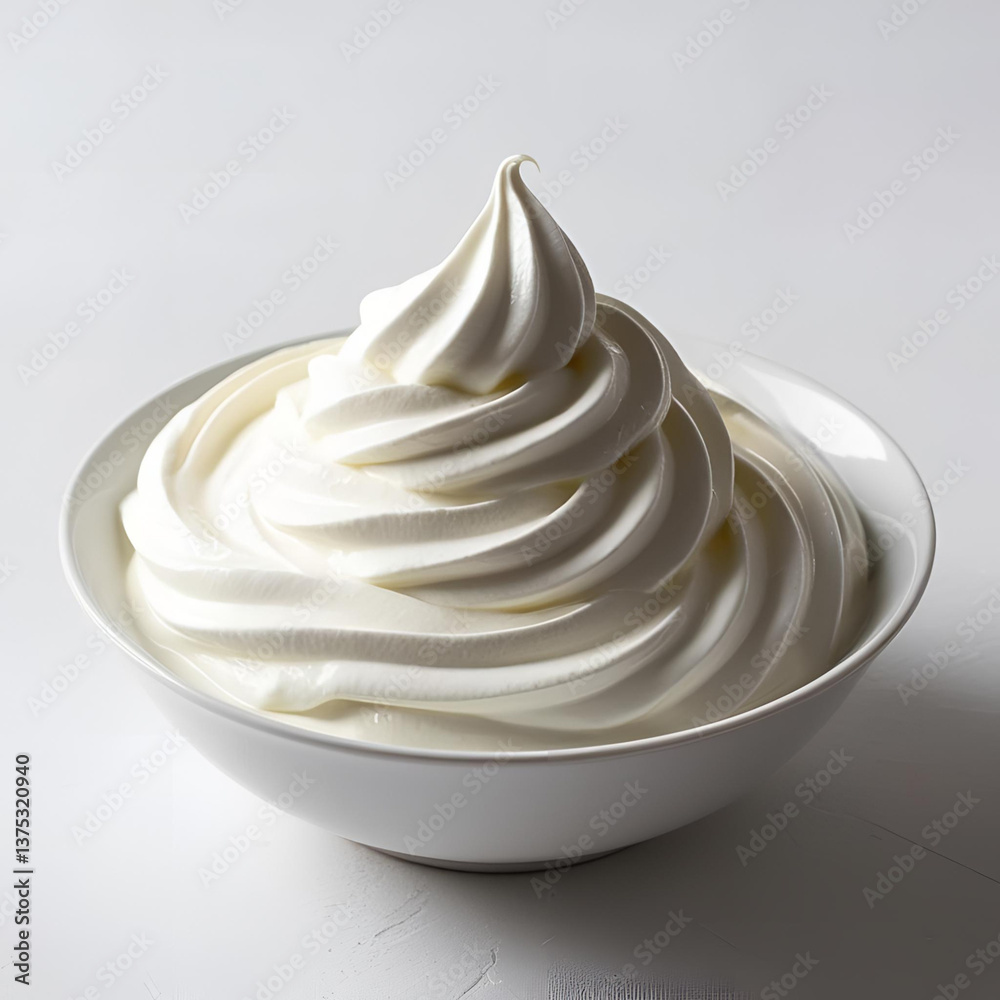 Vanilla ice cream in a bowl with a creamy swirl and a delicious, sweet appearance Vanilla ice cream in a bowl with a creamy swirl and a delicious, sweet appearance