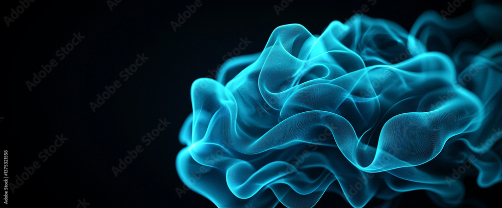 Fototapeta premium Abstract background with gradient of blue and turquoise, featuring flowing waves and soft curves that create sense of depth and movement