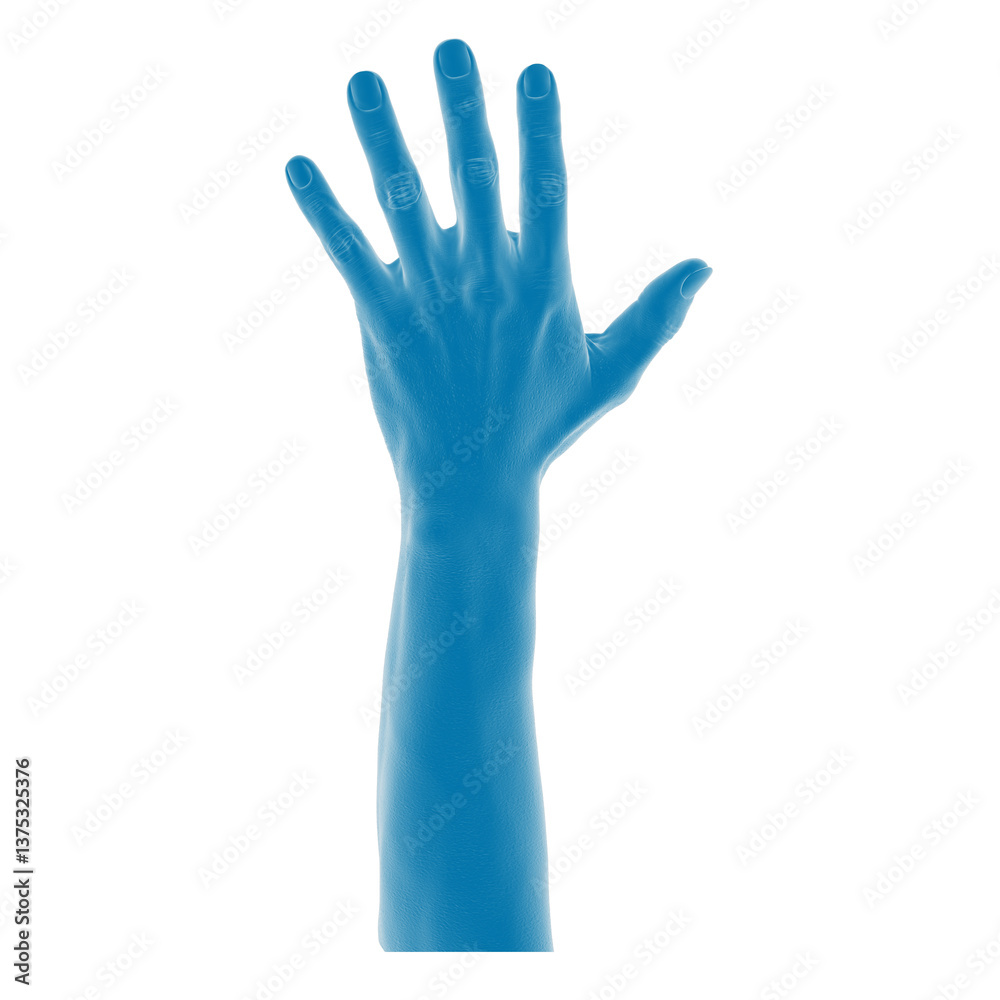 Blue-tinted outstretched human hand and arm. Blue-tinted outstretched human hand and arm.