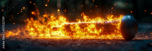 Bolt Ablaze: Fiery Metal Fastener Consumed by Intense Flames