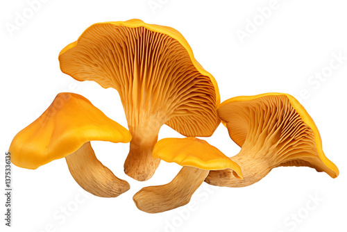 Chanterelle mushrooms isolated on transparent background.