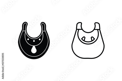 Baby Bibs Two Simple Designs, Black and White Icons