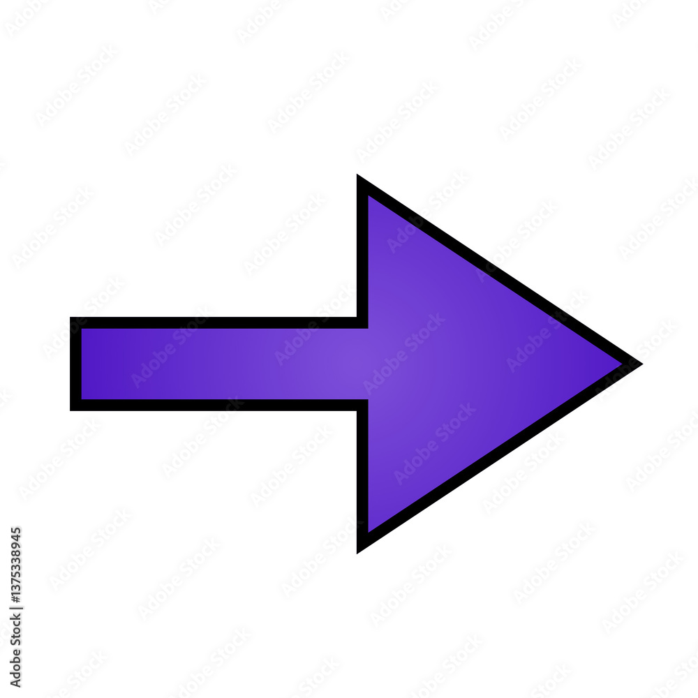 Gradient glossy Purple arrow isolated on white Gradient glossy Purple arrow isolated on white