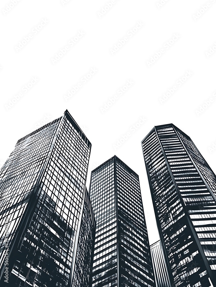 Fototapeta premium Modern Skyscrapers in a City, Low Angle View