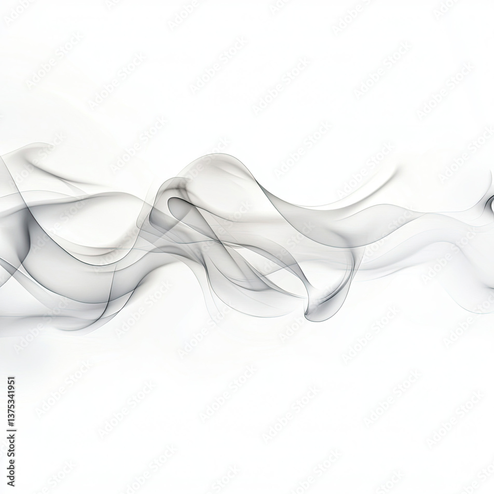 Fototapeta premium A graceful dance of smoke, ethereal and weightless, swirling across a pristine white background in shades of gray.