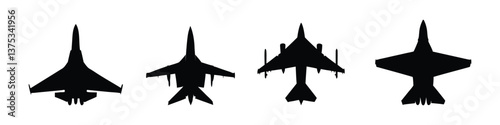 set of silhouettes of airplanes