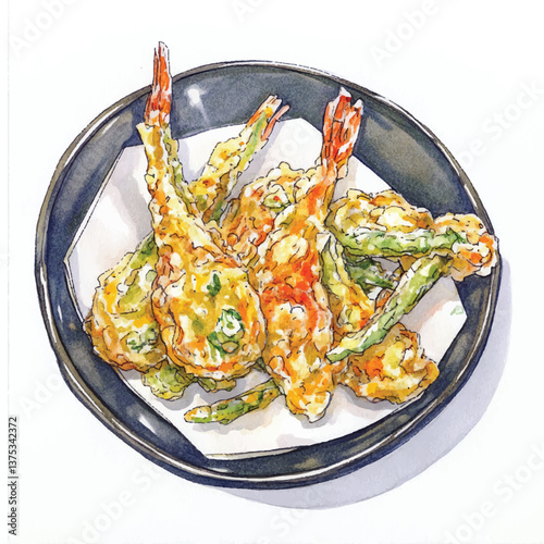 watercolor copic marker concept sketch of tempura