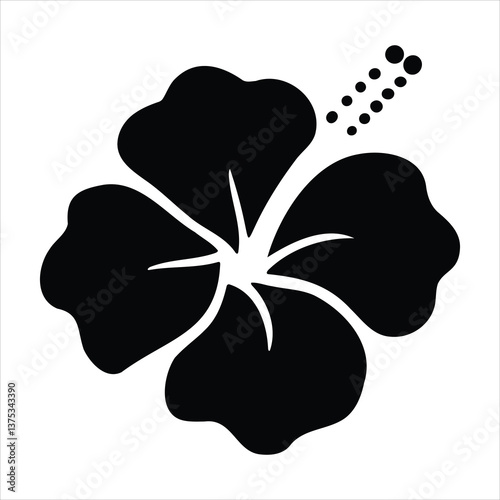 Black and white illustration of a lucky four leaf clover, a St Patrick's Day symbol and Irish shamrock, with a flower shape among green nature