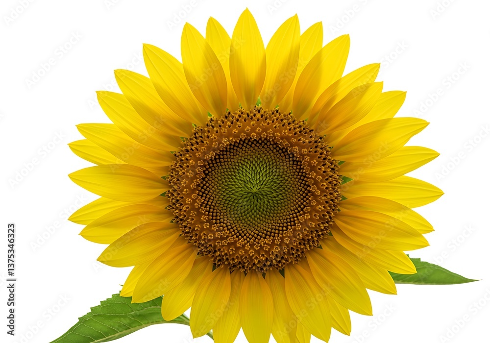 Fototapeta premium Vibrant Sunflower Blooming Brightly a Symbol of Summer s Joy and Warmth with bright yellow petals against a clean white background