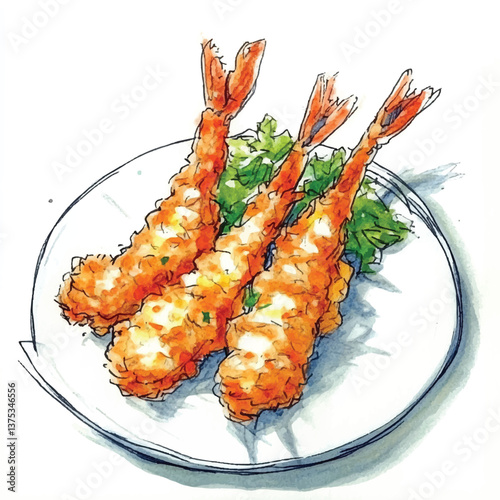 watercolor copic marker concept sketch of tempura