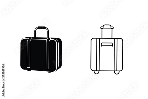 Travel Luggage Icons Suitcases, Bags, Carryon, Travel, Trip, Vacation, Journey, Holiday, Airport, Try