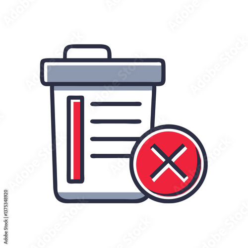 Icon representing "remove" with a trash can and a cancel symbol  