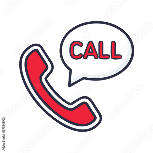Icon of a telephone with call speech bubble on transparent background  