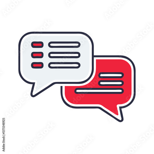 Chat Icons in Red and White on Transparent Background  
