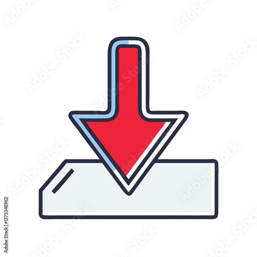 Icon of a downward arrow on a transparent background  