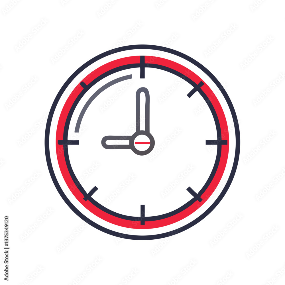 Iconic clock design in modern style with red accents Iconic clock design in modern style with red accents