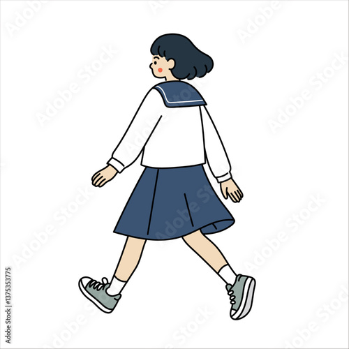 セーラー服の女子高生の後ろ姿