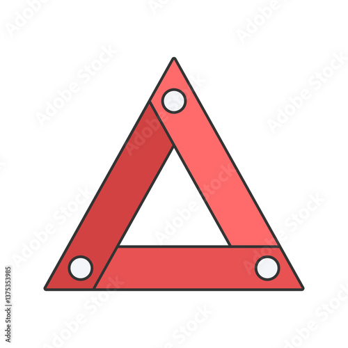 Warning Triangle Flat design style, red and white triangular roadside sign, perfect for traffic safety graphics, accident prevention, and roadside assistance designs.