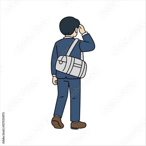 通学中の男子高校生の後ろ姿