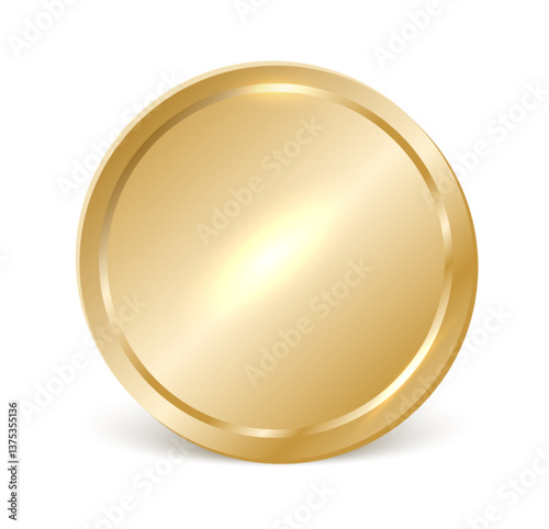A radiant gold medal or coin with a polished surface, symbolizing first-place awards, prestige, and excellence.
