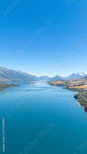 뉴질랜드 남섬(Queenstown, lake wakatipu) 항공사진