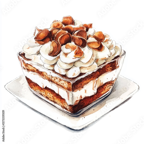watercolor copic marker concept sketch of Tiramisu
