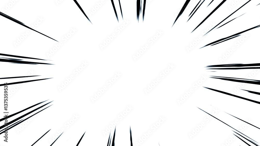 Black cartoon zoom Speed ​​Line. Manga speed line background. Anime speed line