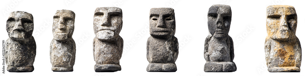 Obraz premium Easter Island stone statues, transparent background PNG