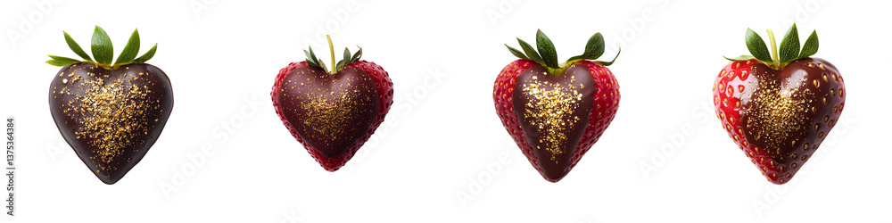 Fototapeta premium Chocolate-dipped strawberries in heart shapes