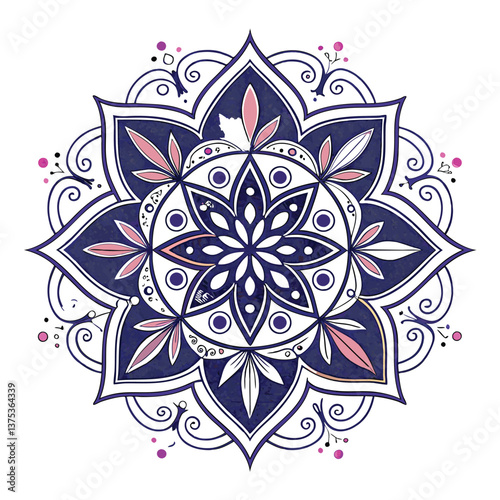  Pattern in the form of a mandala. Henna tattoo mandala. Mehndi style. Decorative pattern in oriental style. Coloring book page.