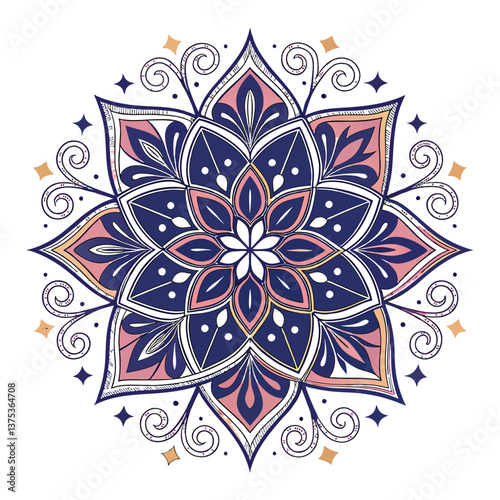 Pattern in the form of a mandala. Henna tattoo mandala. Mehndi style. Decorative pattern in oriental style. Coloring book page.