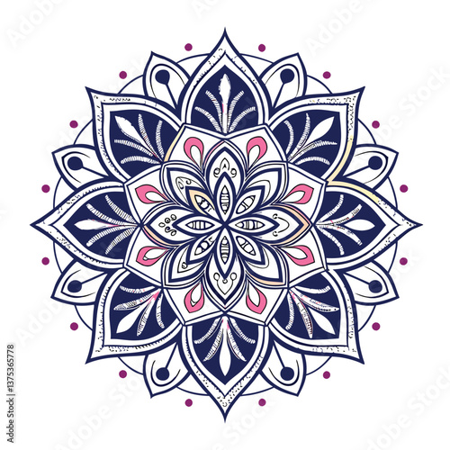 Pattern in the form of a mandala. Henna tattoo mandala. Mehndi style. Decorative pattern in oriental style. Coloring book page.