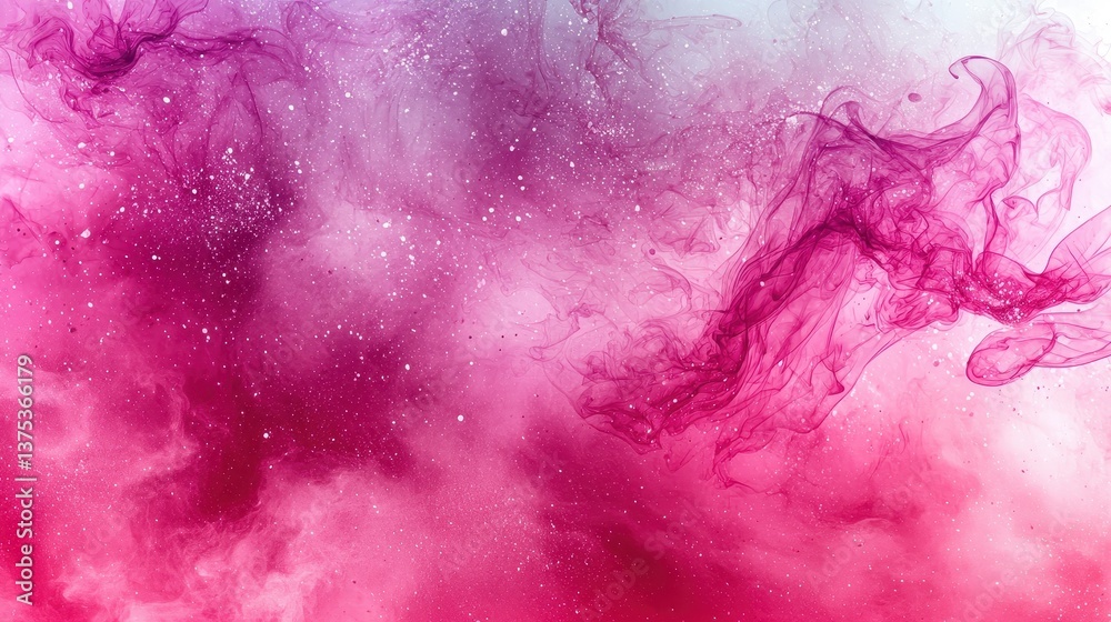 Obraz premium Abstract pink and purple nebula cosmic cloudscape with glitte stardust and swirling ethereal smoke creating a dreamy fantasy background ideal for digital art and design