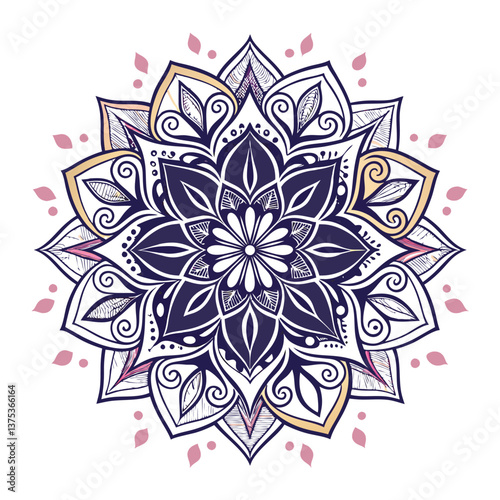 Pattern in the form of a mandala. Henna tattoo mandala. Mehndi style. Decorative pattern in oriental style. Coloring book page.