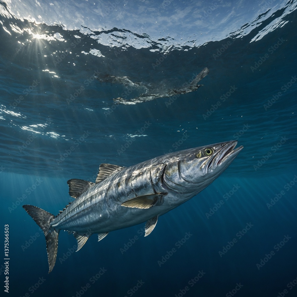 Fototapeta premium King Mackerel Speeding Through Open Waters