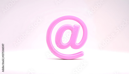 Wallpaper Mural pink mail 3d render  design element email sign, @ symbol, panoramic image , with white tonespng Torontodigital.ca