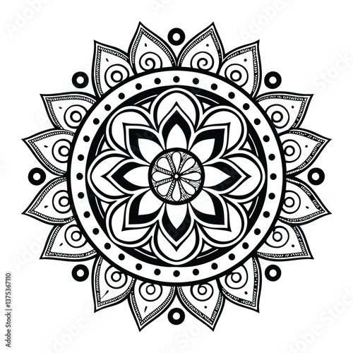 Pattern in the form of a mandala. Henna tattoo mandala. Mehndi style. Decorative pattern in oriental style. Coloring book page.