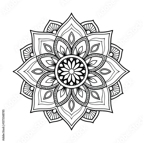 Pattern in the form of a mandala. Henna tattoo mandala. Mehndi style. Decorative pattern in oriental style. Coloring book page.