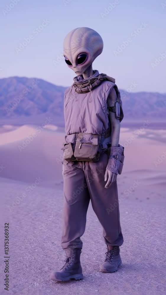 Humanoid Alien Exploring a Desert Planet: A Journey into the Unknown Humanoid Alien Exploring a Desert Planet: A Journey into the Unknown