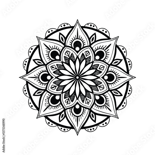 Pattern in the form of a mandala. Henna tattoo mandala. Mehndi style. Decorative pattern in oriental style. Coloring book page.