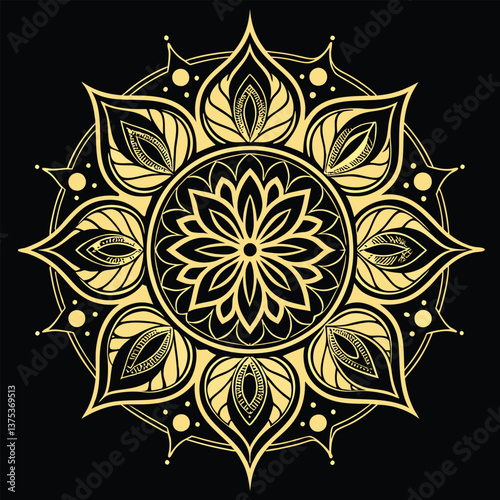 Pattern in the form of a mandala. Henna tattoo mandala. Mehndi style. Decorative pattern in oriental style. Coloring book page.
