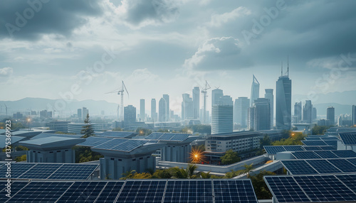 Solar panels city energy charging , with white tonespng