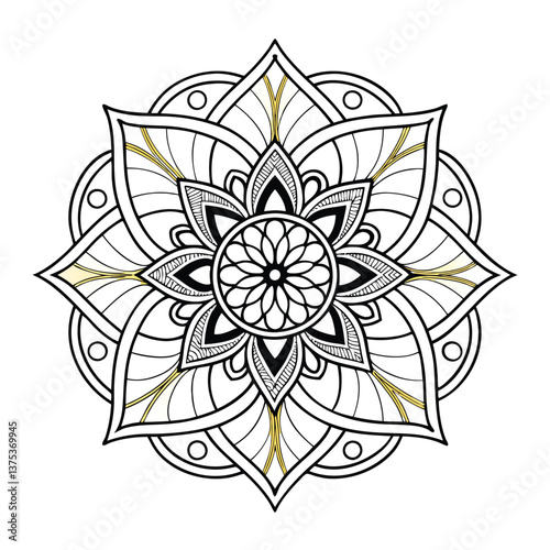 Pattern in the form of a mandala. Henna tattoo mandala. Mehndi style. Decorative pattern in oriental style. Coloring book page.